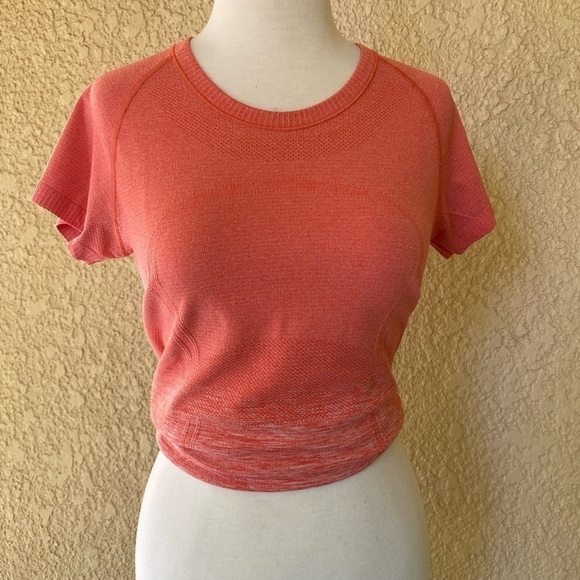 Lululemon Short Sleeve Shirt Sunny Orange /Coral‎ EUC - Picture 8 of 12